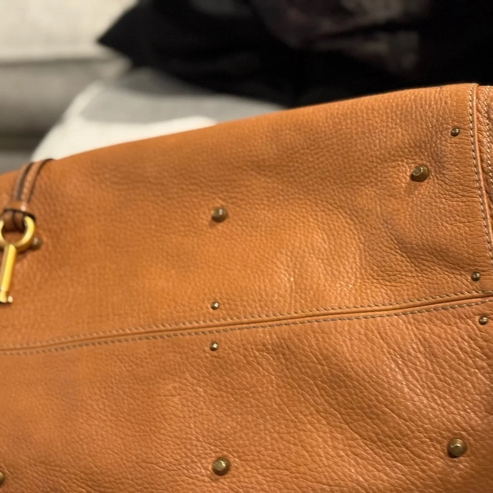 Chloe Tan Satchel Bag with Gold Accents - Picture 8 of 15